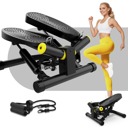 Ziwwvy Steppers for Exercises, Twisting Stepper for Butt Lifting with Resistance Bands and Full Body Cardio Equipment，Adjustable Height Fitness Stepper Machine，330Lbs Weight for Home and Office