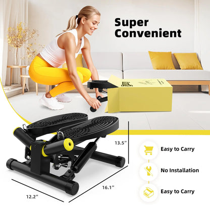 Ziwwvy Steppers for Exercises, Twisting Stepper for Butt Lifting with Resistance Bands and Full Body Cardio Equipment，Adjustable Height Fitness Stepper Machine，330Lbs Weight for Home and Office